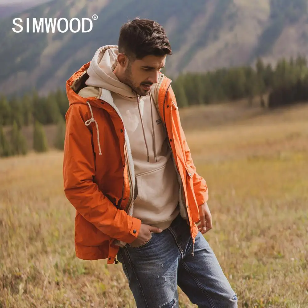 price cut SIMWOOD 2019 autumn winter new fleece inner vest removable coats men fashion warm long jackets hood