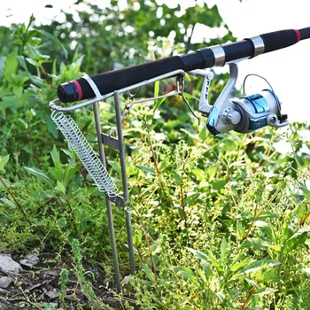 

Hot Stainless Fishing Rod Holder Rack with Automatic Tip-Up Hook Setter Double Spring MVI-ing