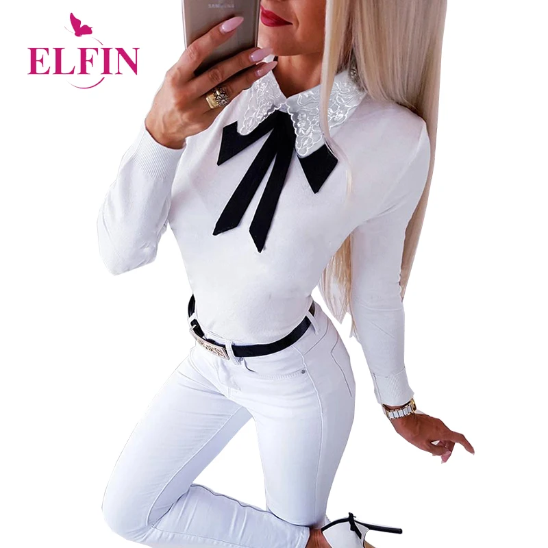 

Kawaii Shirts Women 2019 Long Sleeve Bow Autumn Preppy White Tee Shirt Femme Harajuku Korean Style SJ4615R