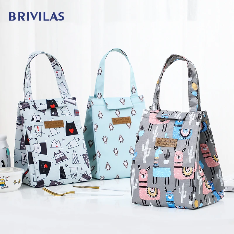 Brivilas, сумка для обеда, модная, ctue cat, Разноцветные сумки для женщин, водонепроницаемая, ручная упаковка, термо, коробка для завтрака, портативная, для пикника, для путешествий
