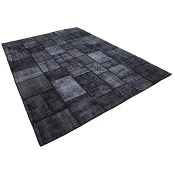 

255x354 Cm Black Handmade Patchwork Rug-8x12 Ft