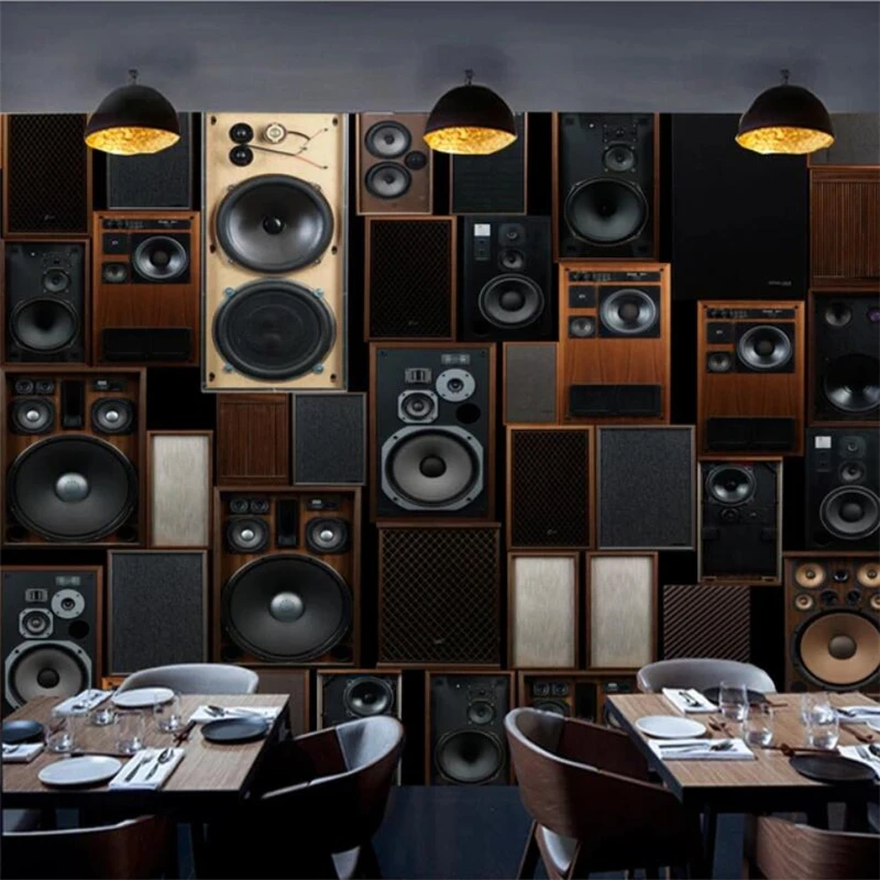 

Drop Shipping Custom Wallpaper 3d Mural European Retro Audio Speaker Background Wall Papers Home Decor Papier Peint 3d Wallpaper
