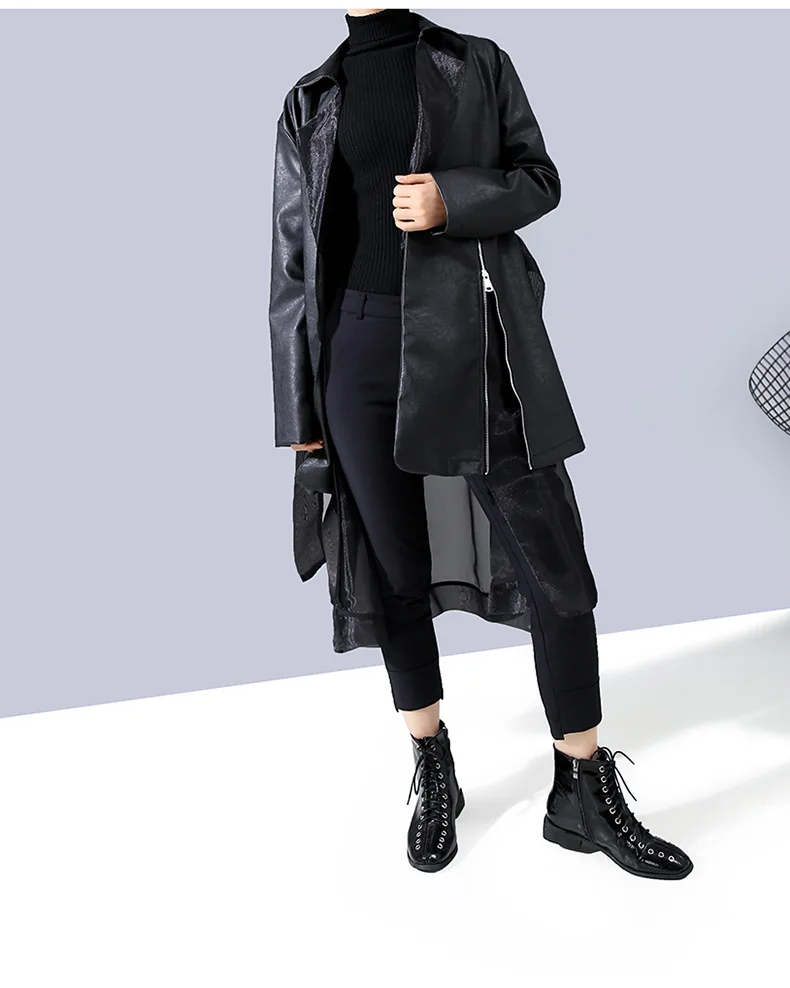 XITAO европейский стиль поддельные два тренча свободного размера плюс Топы сплайсинга сетки уличная женская одежда Tide бренд XJ3152