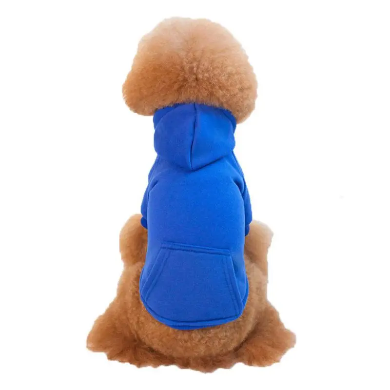 thumbnail image 1 of Sudadera con capucha polar para perros y gatos, ropa cálida para perros pequeños, ropa para cachorros, sudadera con capucha, disfraz suave para cachorros, negro, blanco y azul, 1 of 5