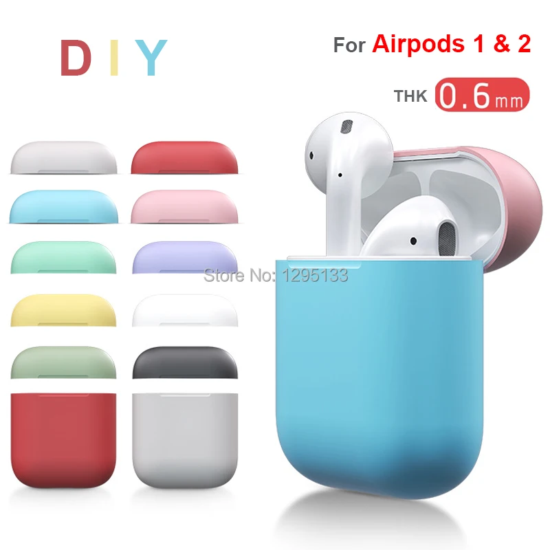 Силиконовый чехол для Apple Airpods цветной защитный наушников Air Pods 1 2 Bluetooth|Аксессуары