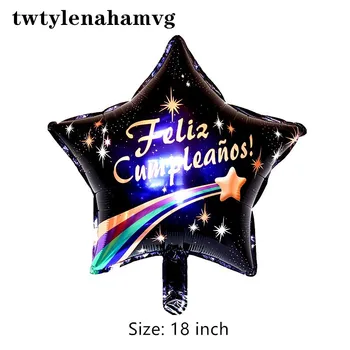 

Black new pentagram balloon round 18 inch blue 40th birthday father's day party decorated with foil balloons for dad's gift