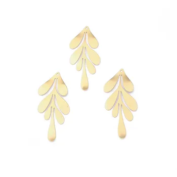 

10pcs Charms Leaf Feather Flower Raw Brass Elegant Pendant Bohemia Earring Women Jewelry Making