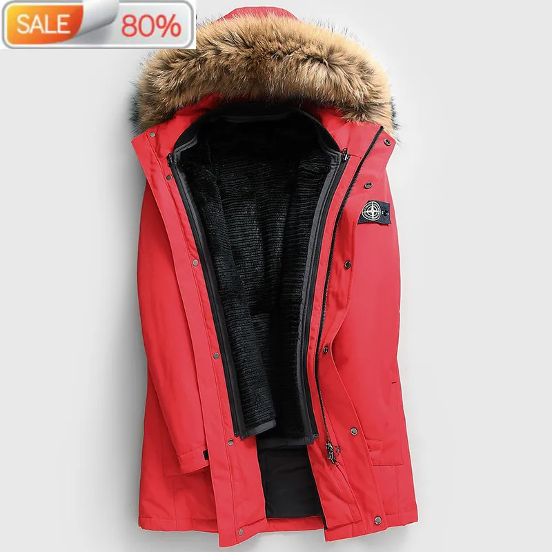 

Real Coat Men Parka Winter Down Jacket Rabbit Liner Raccoon Fur Collar Overcoat Parkas Hombre 2020 KD_A1001