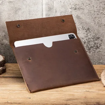 

For Apple iPad Pro 2020 11 inch Case Cover Retro Genuine Leather Simple flip type Mad horse skin Pad bag