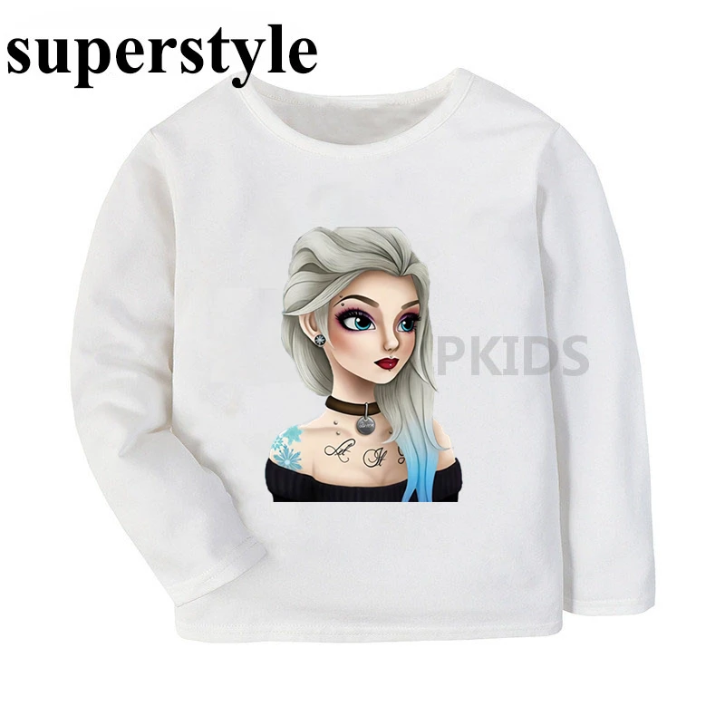 dLKP105G Harajuku/футболки с длинными рукавами для девочек в европейском стиле с татуировками топы для маленьких девочек, футболки для малышей, детская блузка осенняя одежда dLKP105 - Цвет: dLKP105G