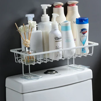 

Home storage rack bathroom toilet toilet upper shelf free punch wall mounting toilet toilet storage rack storage