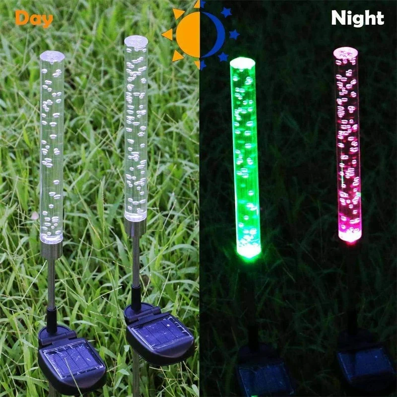2 шт. солнечный светильник для сада Открытый Rgb Изменение цвета Декоративный Солнечный трубчатый аэратор колья для двора, сада, двора, пути