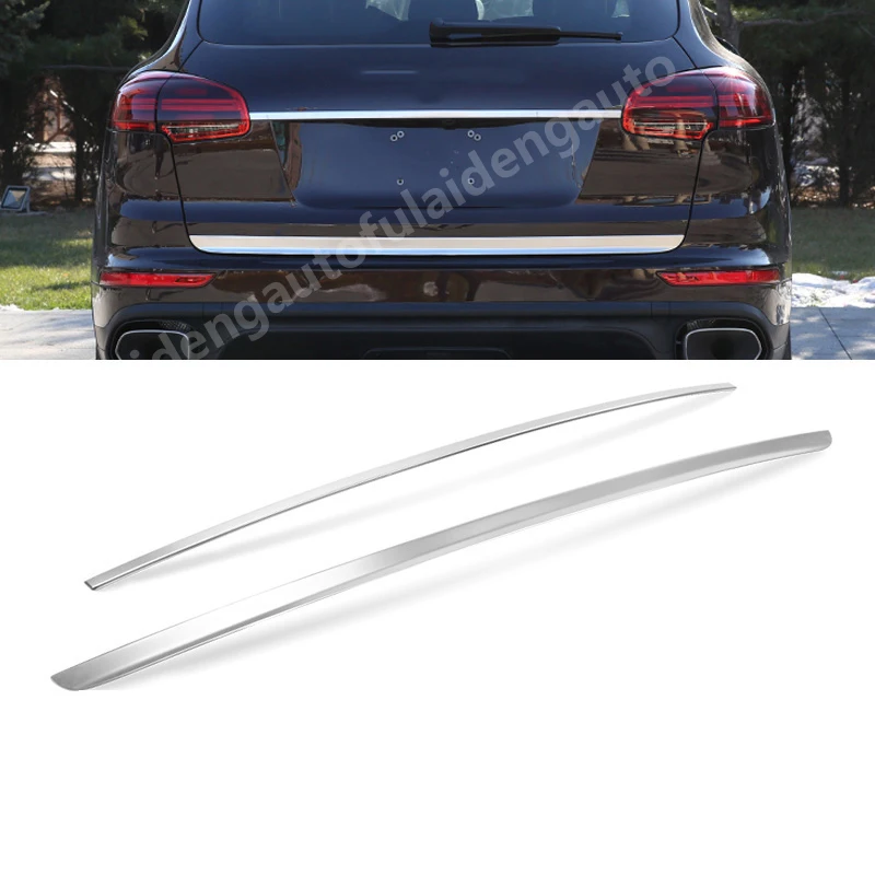 Для Porsche Cayenne- Задняя Крышка багажника из нержавеющей стали дверь багажника отделка молдинг отделка автомобиля Стайлинг