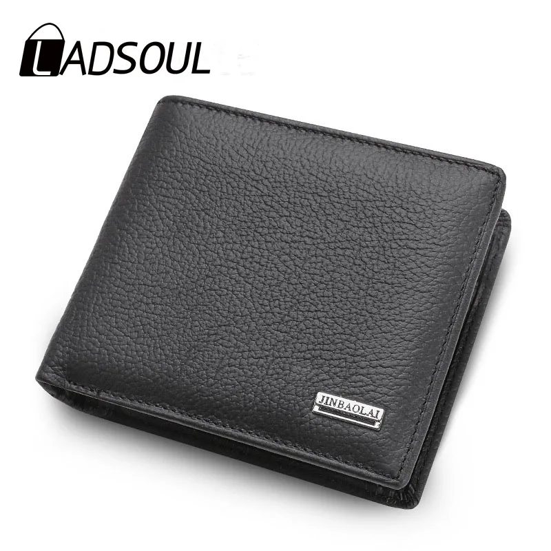 

LADSOUL 2019 New Solid First Layer Leather Short Men's Wallet Mens Wallet Leather Genuine Coin Purse Billetera Hombre