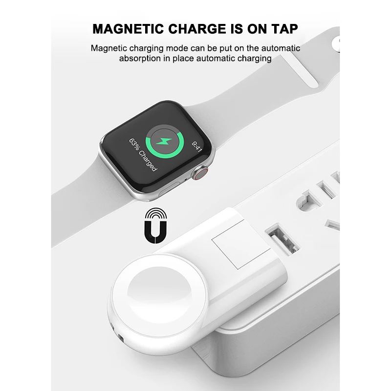 Зарядное устройство для умных часов для наручных часов IWatch 1/2/3/4 Портативный Белый Смарт-часы USB Зарядная база для наручных часов IWatch, для Apple Watch Смарт-часы