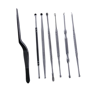 

7pcs/set Ear Wax Pickers Stainless Steel Ear Pick Wax Removal Curette Ear Pick Cleaner Ear Cleaner Spoon Care Ear Clean Tool