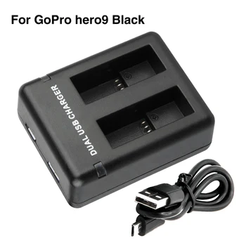 

Safe Micro USB Action Camera Accessories Dock Battery Charger Fast Charging Station 2 Channel Replacement For Hero 9 Black