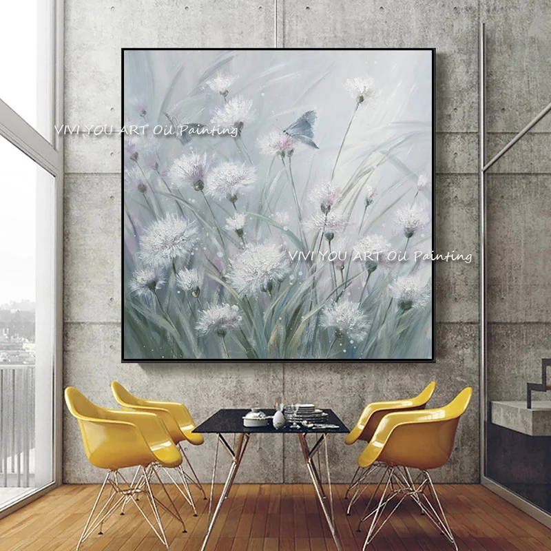 

100% Handmade Modern Nordic Abstract Style Flower Oil Painting Grey Living Room Bedroom Home Wall Decoration Art As A Gift