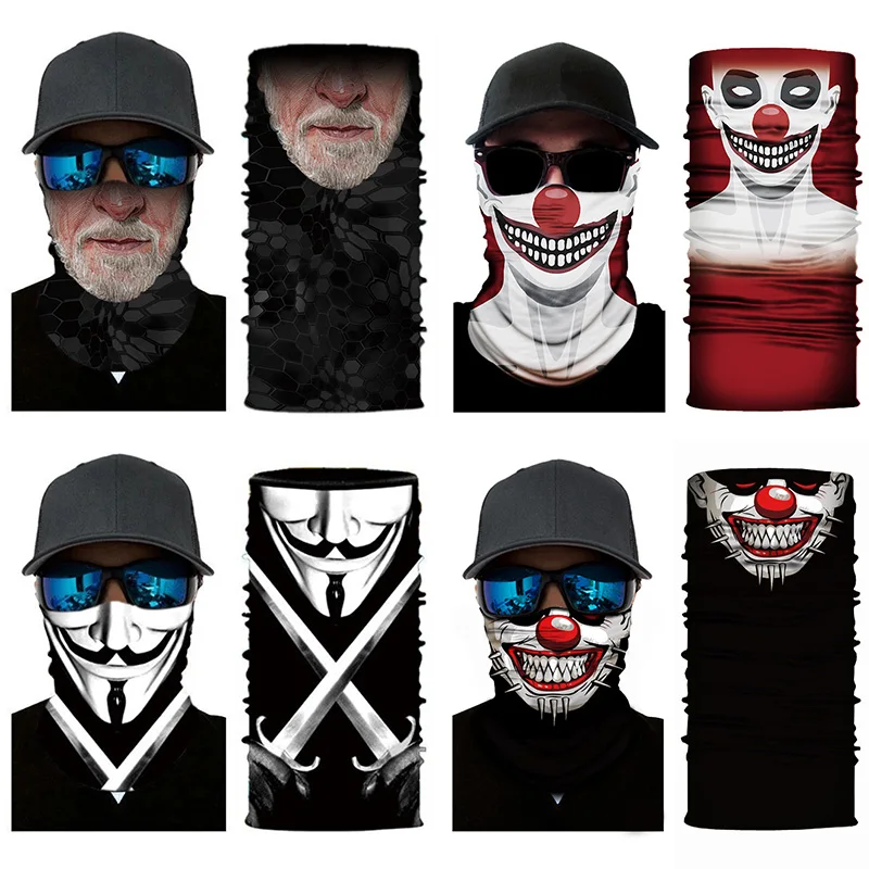 Outdoor Face Shield Windproof Bandana Mask Multifunctional Wholesale Buffs 3d Joker Personalized Scarf Biker Halloween Bandanas |