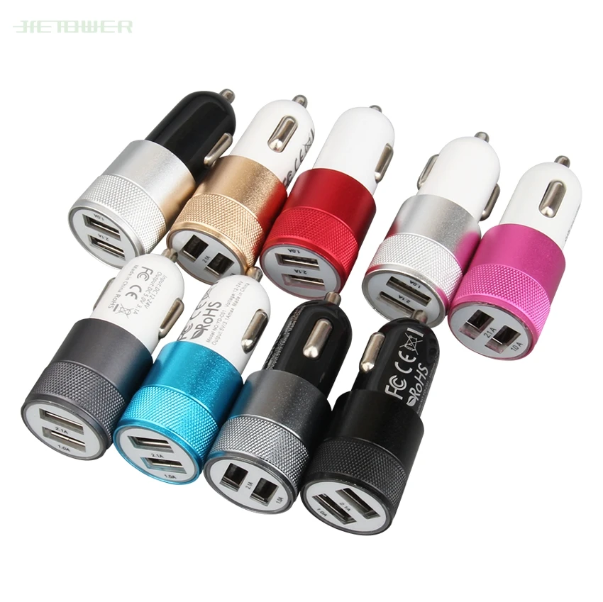 US $345.13 Mini Dual USB Car Fast Charger Cigarette Lighter For Xiaomi Huawei 5V 31A Auto Vehicle Metal Charger Car Accessories 300pcsLot