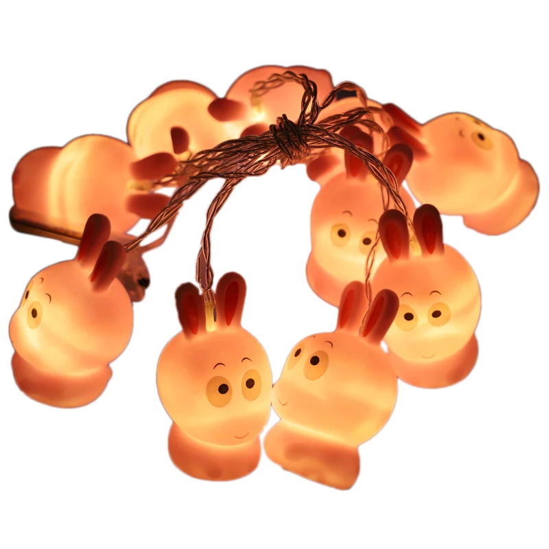 

Warm White Light LED Easter Rabbit Shape String Light Copper Wire Battery Powered for Tree Upstairs Banister Party Decoration
