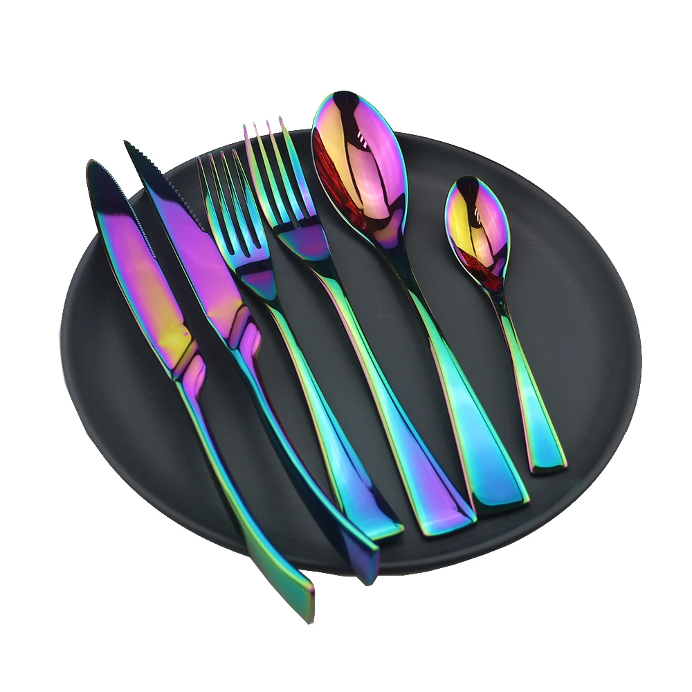 Набор радужной посуды 6 шт. набор ножей вилок ложек столовые приборы столовых