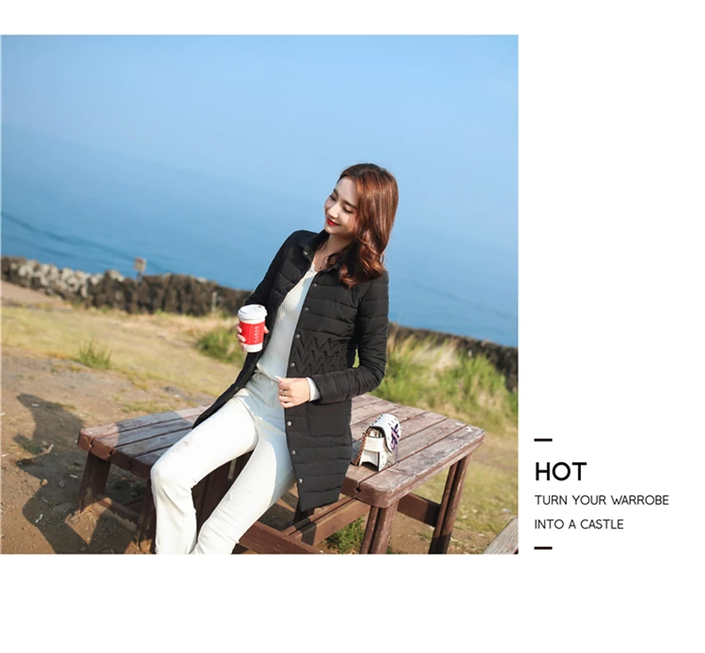 Women Slim Down Long Jacket Winter Turtleneck Down Cotton Coat Double Breasted Warm Parkas Snow Outwear Large Size