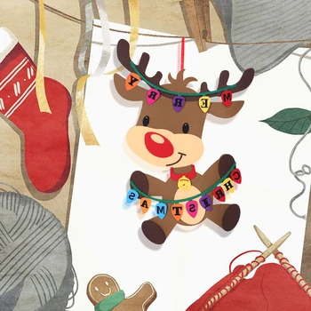 

2pcs Felt Reindeer 2021Christmas Decorations For Home Wall Hanging Ornaments Window Decorative Xmas New Year Party Home Decor