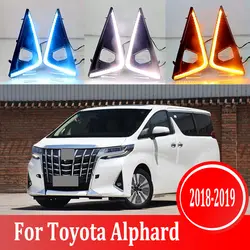 2 шт. для Toyota Alphard 2018-2019 Светодиодный дневной ходовой светильник DRL Автомобильная противотуманная фара 6000K Белый Желтый поворотный синий