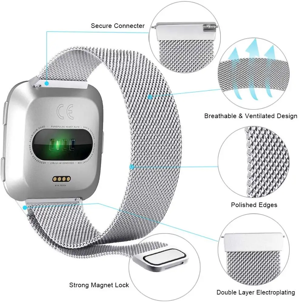 Миланская петля браслет из нержавеющей стали для Fitbit умные часы Versa Браслет для fitbit lite/verse 2 Аксессуары для браслетов