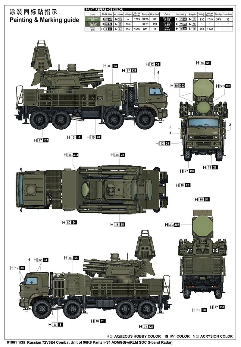Trumpeter 01061 1/35 Scale Russion 72V6E4 Combat Unit of 96K6 Pantsir-S1 ADMGS 