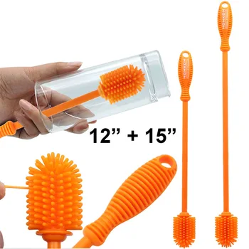 

360 Degree Kitchen Cleaning Brush Silicone Washing Cleaning Tool Easy Bottle Cup Mug Brush Multifunction Long Handled Round