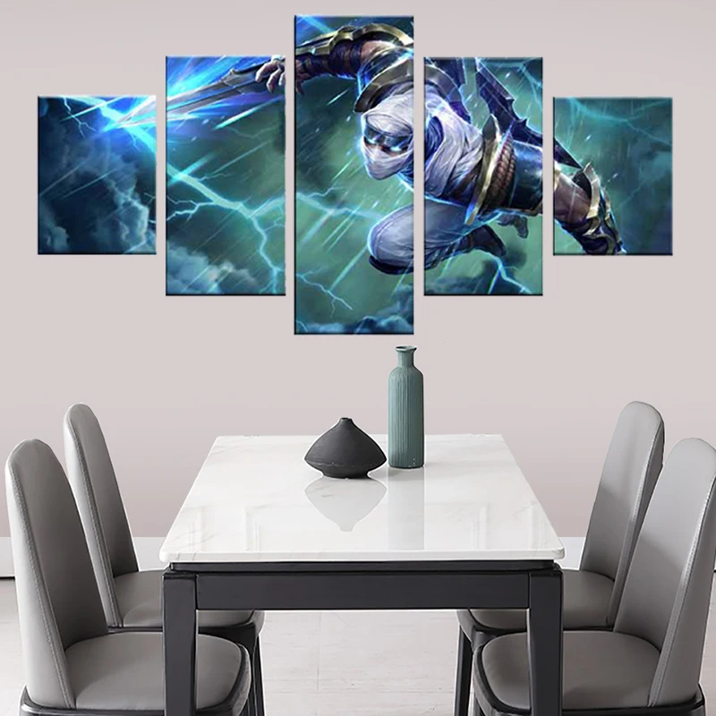 5-Panel-LOL-League-of-Legends-Zed-Game-Canvas-Printed-Painting-For ...