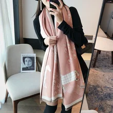 

Female Winter Cashmere Scarf 2021 Design Print Large Size Pashmina Warm Scarves Women Shawls and Wraps Thick Stoles
