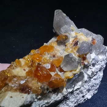 

56.8g.Rare natural garnet crystal hexagonal point feldspar mica brass multi mineral crystal symbiotic halo energy healing