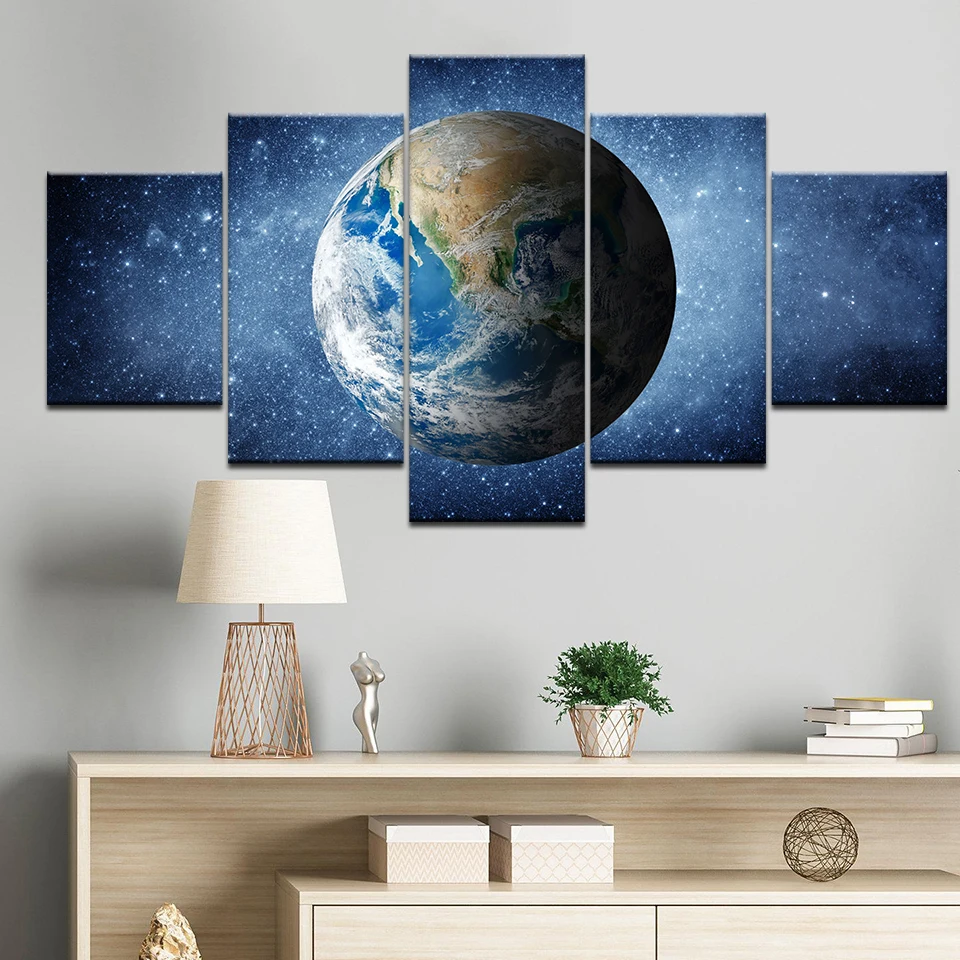 

5 Piece diamond painting Universe Galaxy Earth Landscape Wall Art Picture mosaic full round drill embroidery Space Planet aurora
