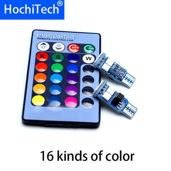 

T10 W5W RGB LED Car Bulbs With Remote Control 194 168 RGB Led Lamp Reading Wedge Lights Strobe 12V 5050 SMD Chip