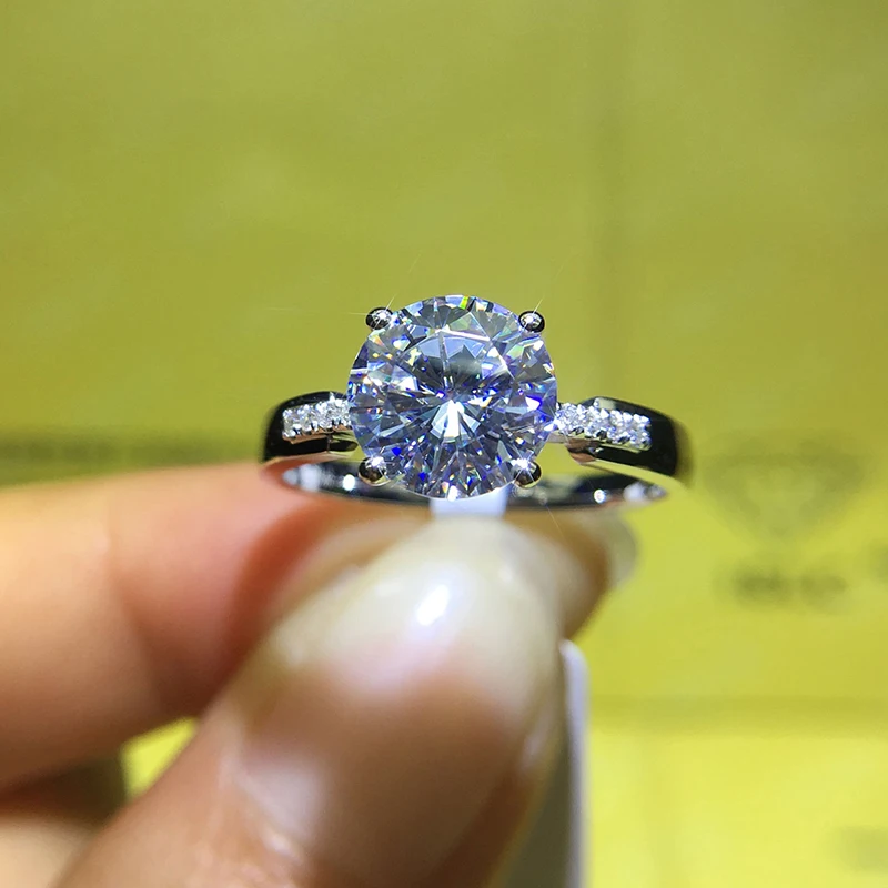 18 К кольцо из белого золота с муассанитом, романтическое стильное 1ct 2ct 3ct 4 когти, Муассанит, ювелирное изделие, юбилей, обручальное кольцо