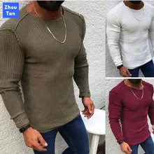 2020 Pullovers  New Men's Slim Fit Autumn Casual  Fit  Sweater   Lightweight O-neck Winter and Autumn Solid Color Sweater
