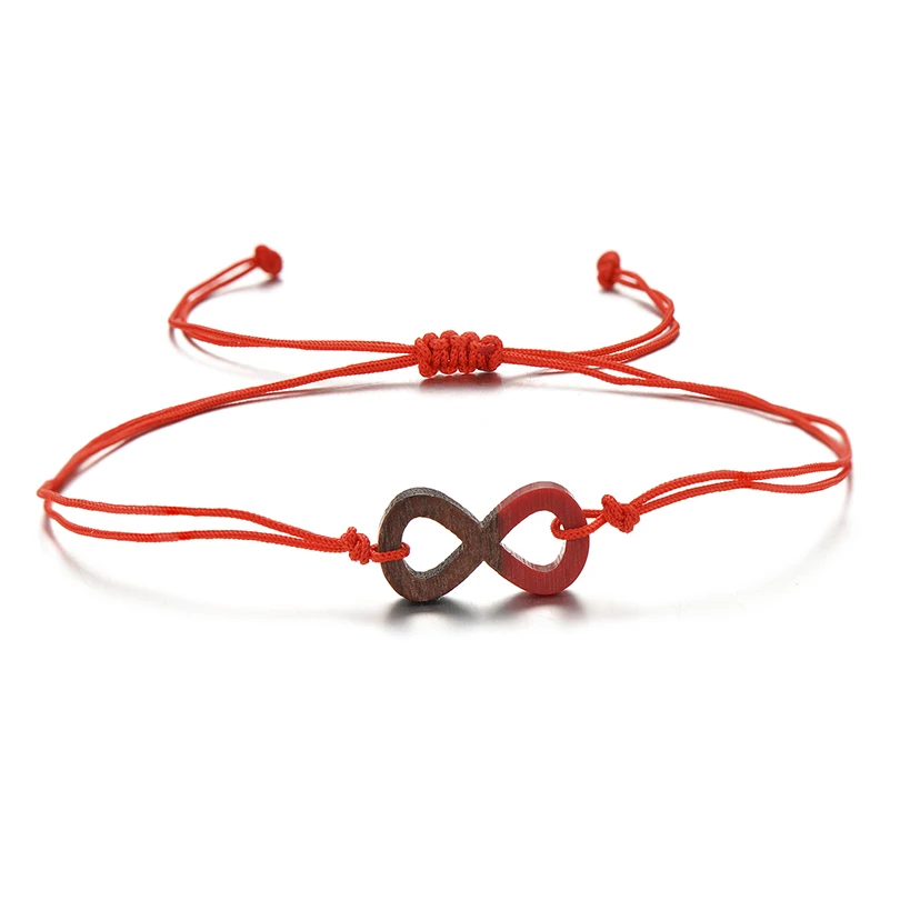 

Romantic Love Wooden Infinity Bracelet for Lovers Multicolor Lucky String Braided Beaded Bracelets Jewelry Friendship Gift