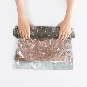 

2pcs/lot Hand Roll Compression Vacuum Bags Portable Travel Clothing Vaccum Compressed Bag Luggage Vacuum Packer For Clothing