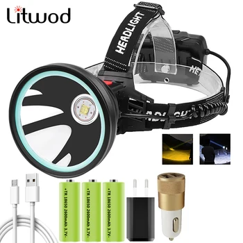 

Xhp90.2 Led Headlamp White Yellow Color Headlight Head Lamp Flashlight Torch 32W Bulbs 3* 18650 Battery Power Bank 7800mah Light