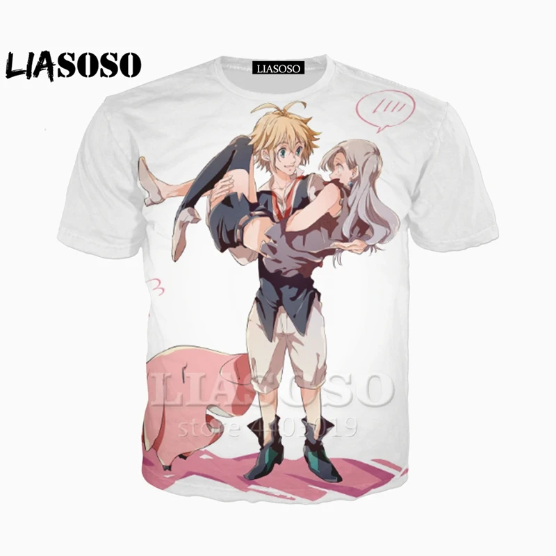 Новинка, футболка с 3d принтом в стиле Харадзюку, аниме «Seven Deadly Sins Nanatsu No Taizai», уличная одежда в стиле хип-хоп, футболки в стиле Харадзюку, забавная футболка