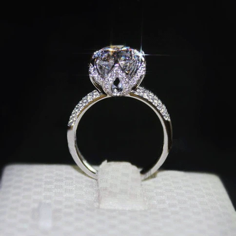 

3 Carats Natural Diamond Jewelry 100% S925 Sterling Silver Ring for Women Men Bizuteria Solid Silver 925 Jewelry Ring Box Anels