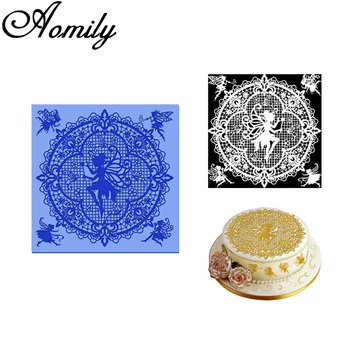 

Aomily Angel Lacework Lace Cake Mold DIY Cake Decoration Baking Supplies Pastry Chocolate Candy Jelly Cake Mould Silicone Mold
