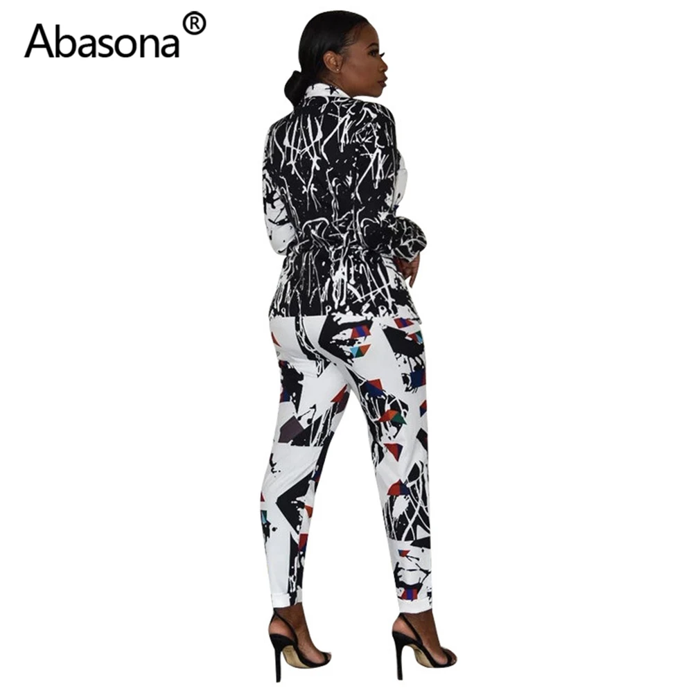 Abasona из 2 предметов с леопардовым принтом и длинными рукавами, сексуальный Облегающий комбинезон спортивные костюмы Junmsuit Повседневное комбинезоны вечерние ночной клуб