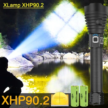 

Super lumens XHP90.2 LED High Power Flashlight Zoom USB Rechargeable Power Display Powerful Torch 18650 26650 Handheld Light