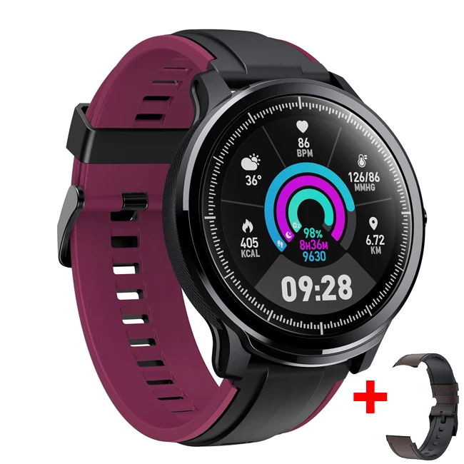 purple add leather LEMDIOE Мульти спортивный режим смарт часы для мужчин IP68 водонепроницаемый пользовательский циферблат Полный сенсорный Smartwatch для Xiaomi Iphone - Цвет: purple add leather
