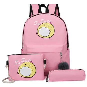 

Cute Cartoon School Bag Simple Style Multi-Function Waterproof Oxford Three-Piece Students Backpack Kawaii School Backpack #15
