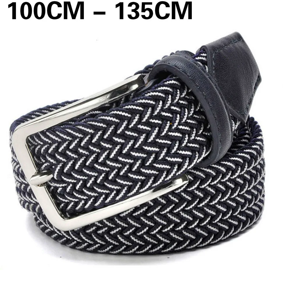 2020 Hand Woven Frauen Gürtel Koreanische Männer Elastische Pin Schnalle Hosen Leinwand Blau Und Weiß Gürtel 100-135CM jeans Mode-Design